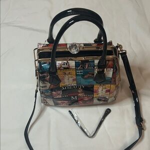 Chic Multicolor Magazine Print Satchel purse bag 💼 Free Shipping